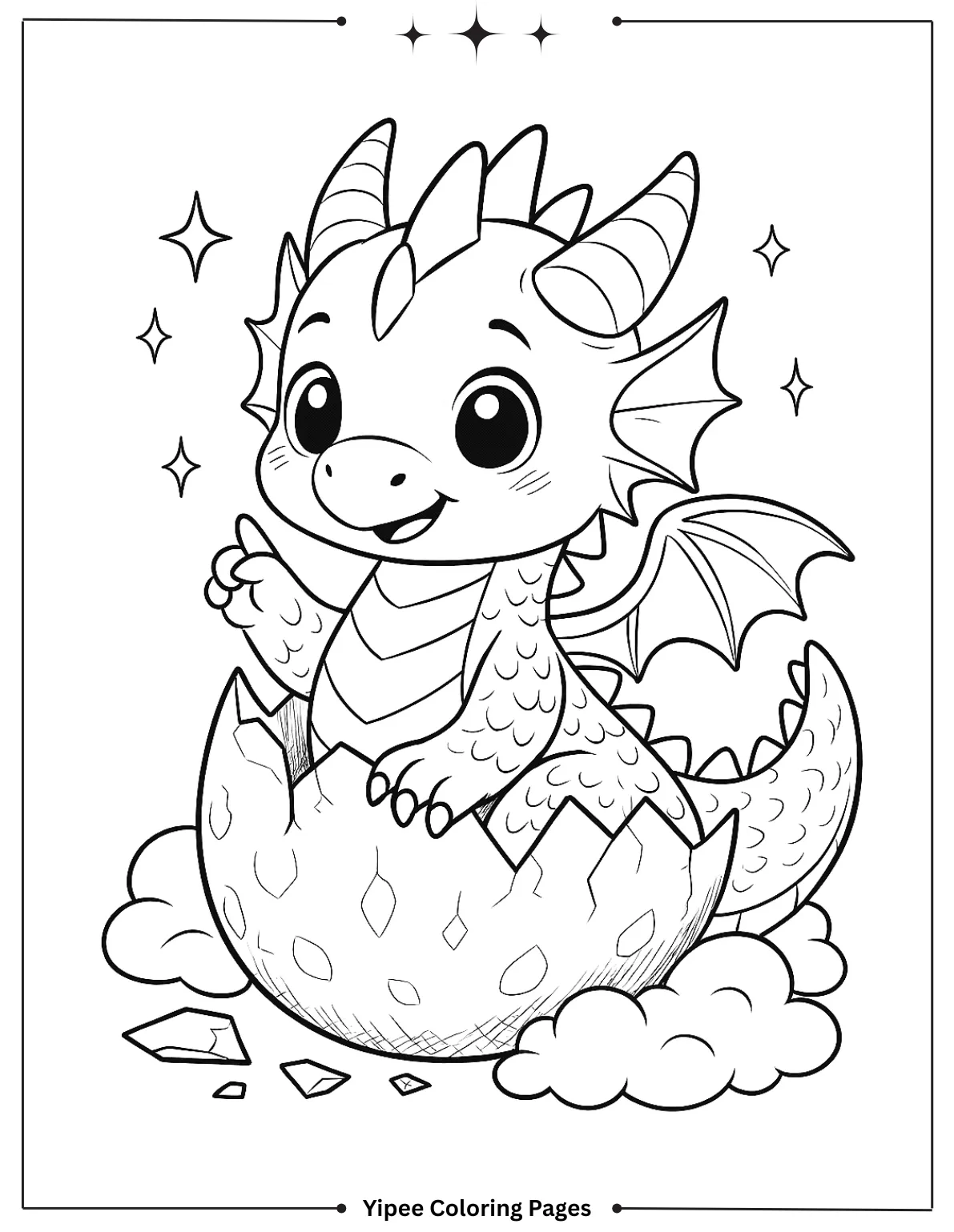 Dragon Coloring Pages | Kids Will Love Cute Baby Dragon Hatching from Egg Coloring Page for Kids