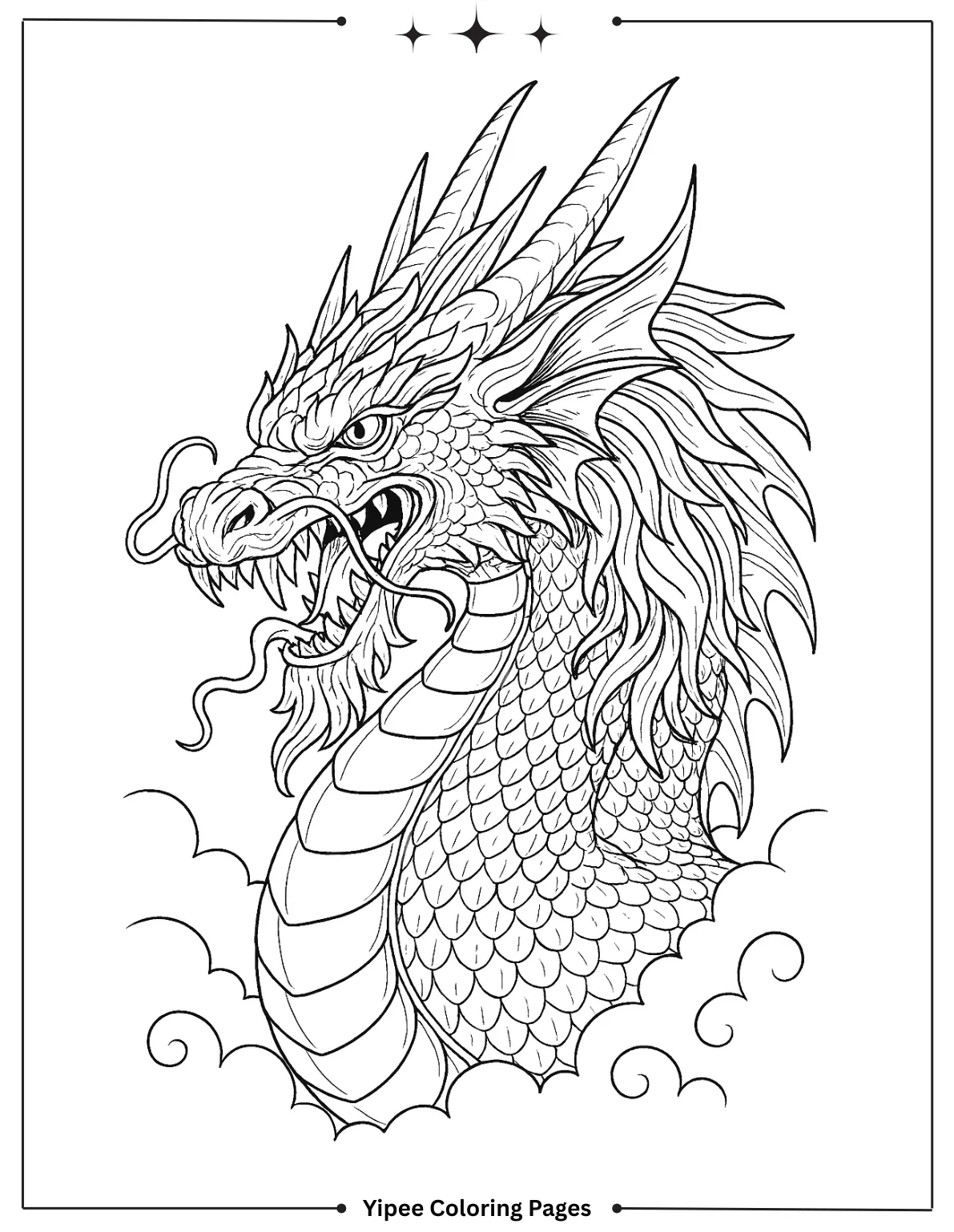 Dragon Coloring Pages | Kids Will Love Detailed Dragon Head Coloring Page for Adults