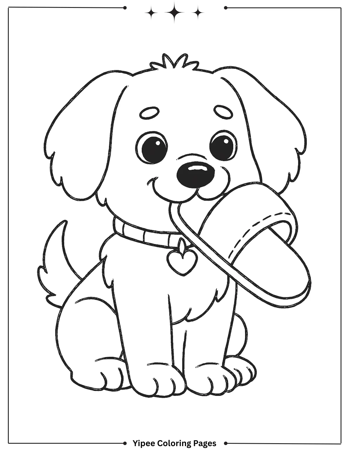 Dog Carrying Slipper Coloring Page
