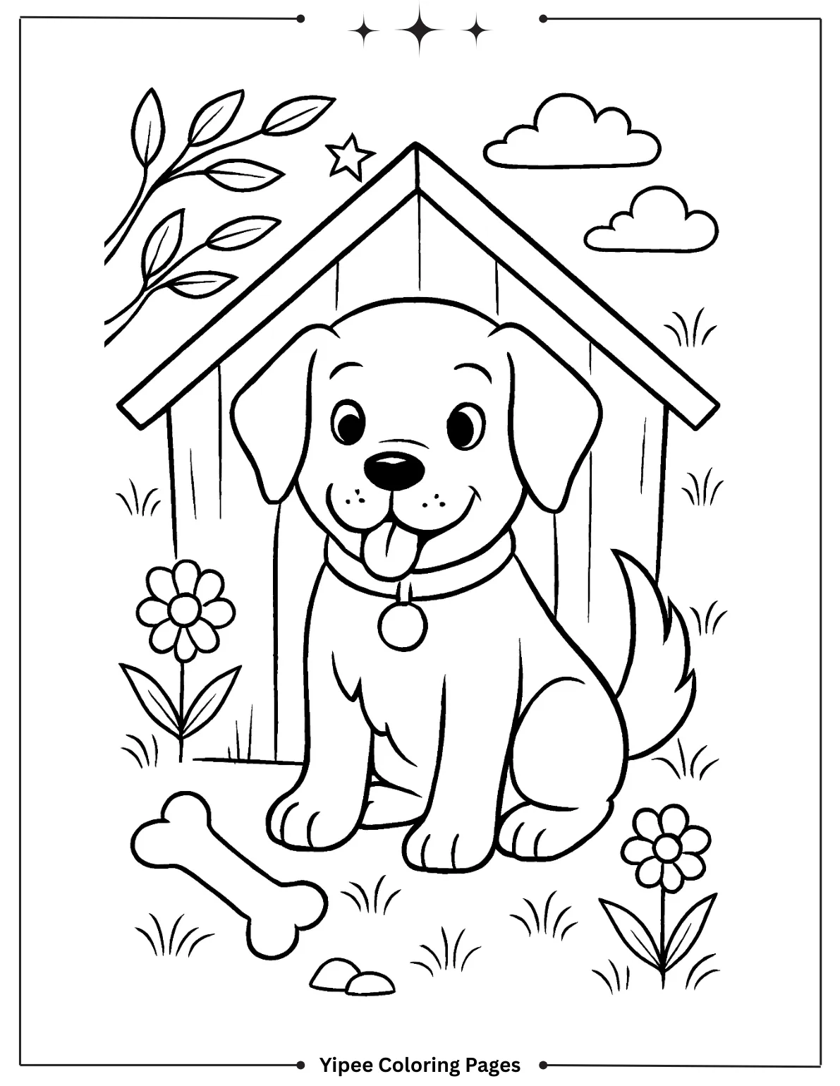 Dog Outside The Dog House Coloring Sheet