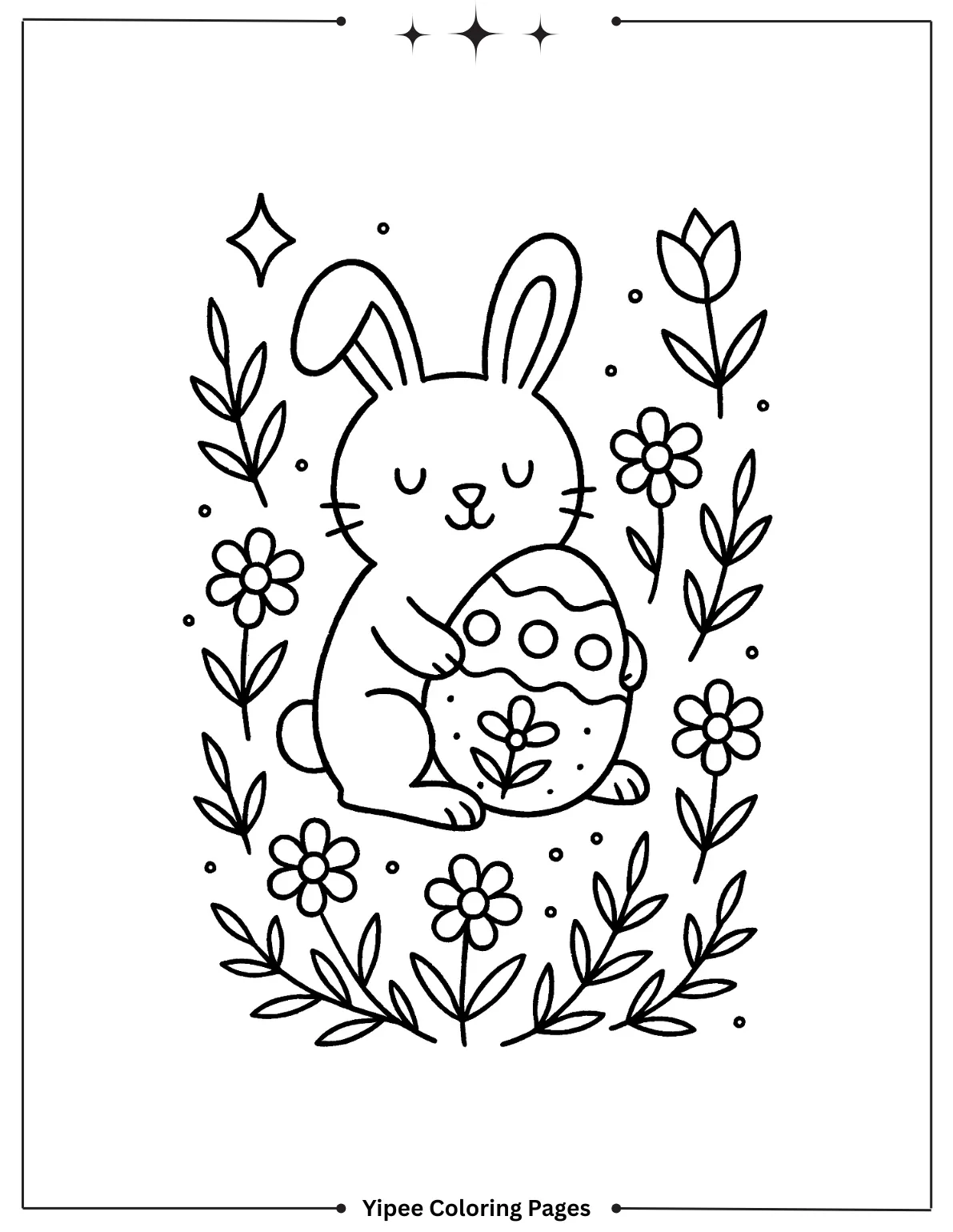 Easter Bunny Holding Pretty Easter Egg Coloring Page