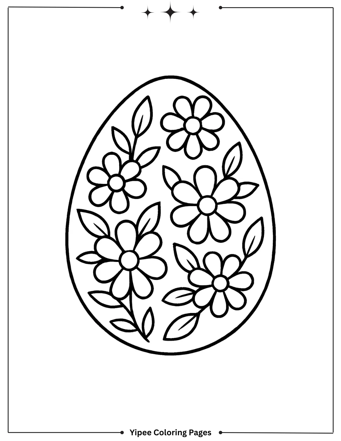 Easter Egg with Flowers Coloring Page