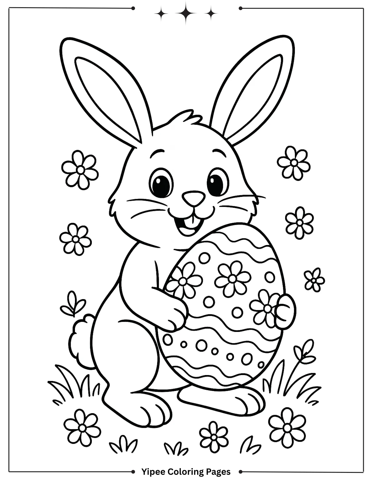 Easy to Color Bunny Coloring Page for Preschoolers