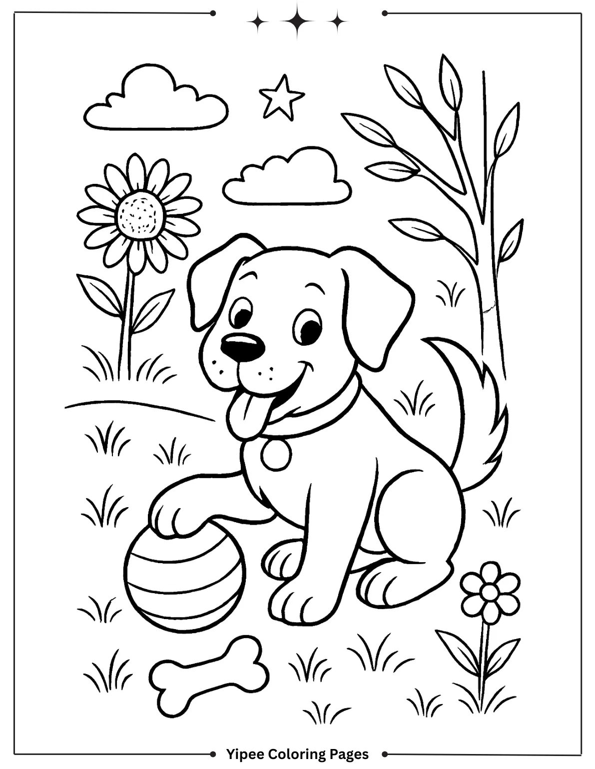 Happy Dog Coloring Page