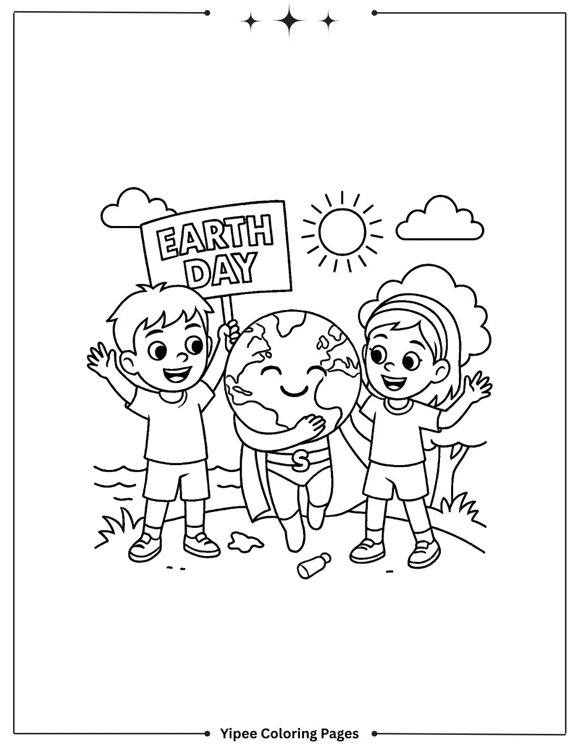 Happy earth day coloring page