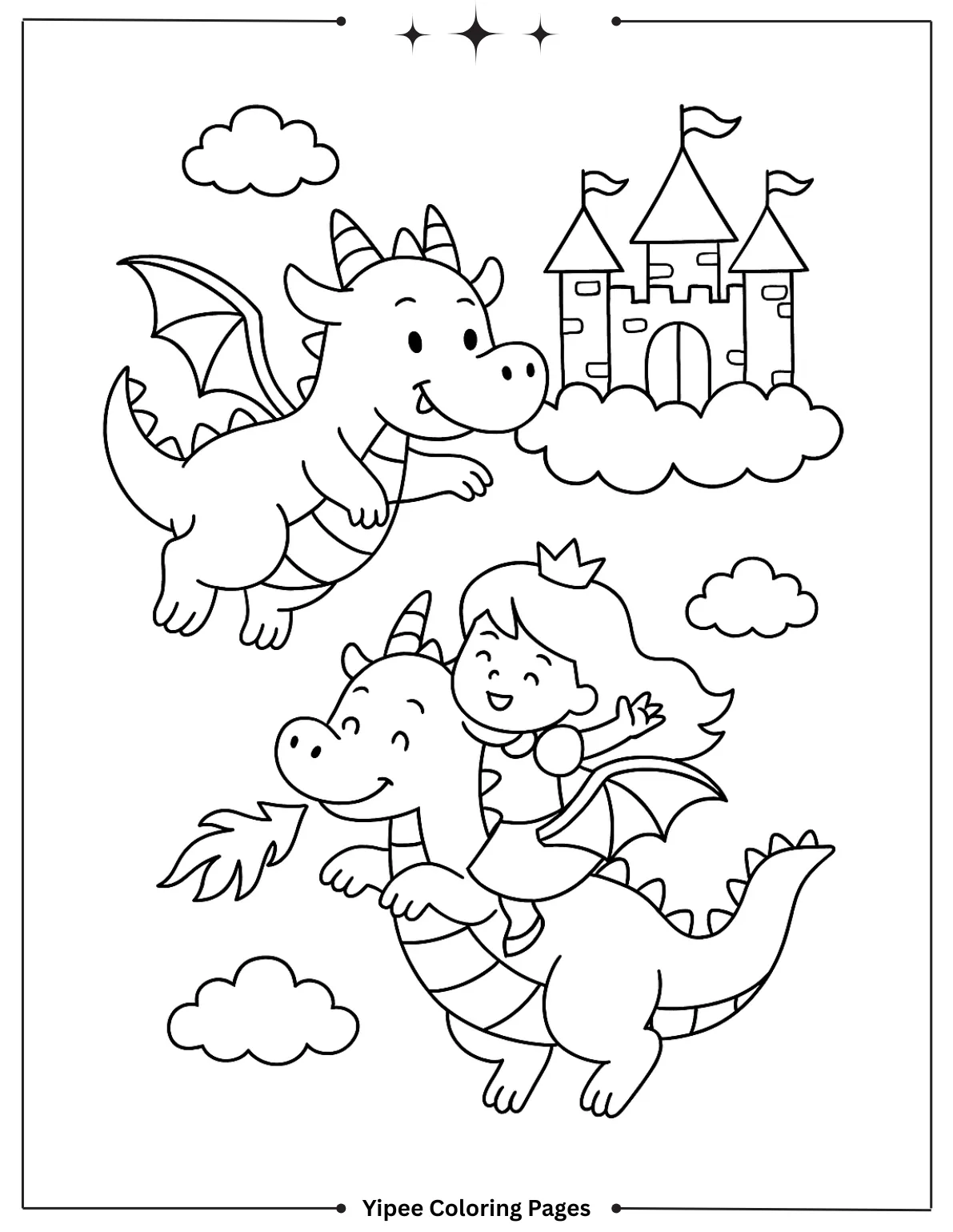 Dragon Coloring Pages | Kids Will Love Medieval Dragon with Castle Coloring Page