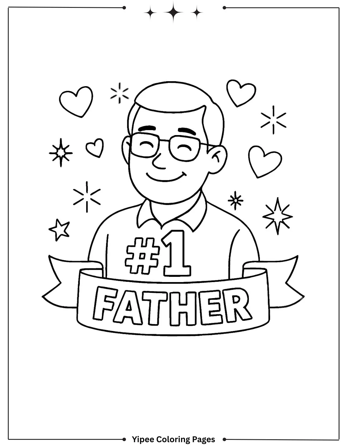 No 1 Dad Ribbon Coloring Page
