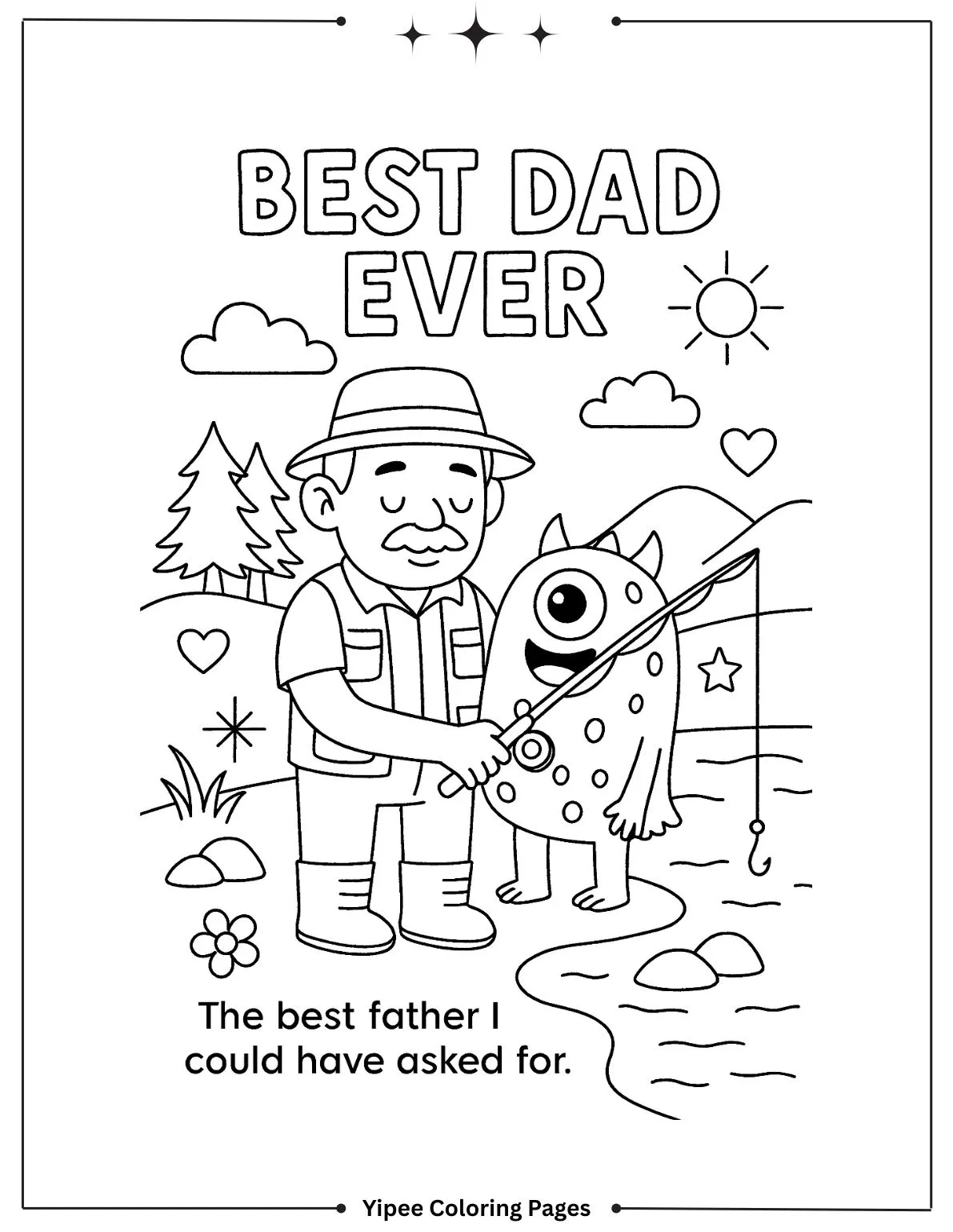 Outdoors Dad Fishing Coloring Page