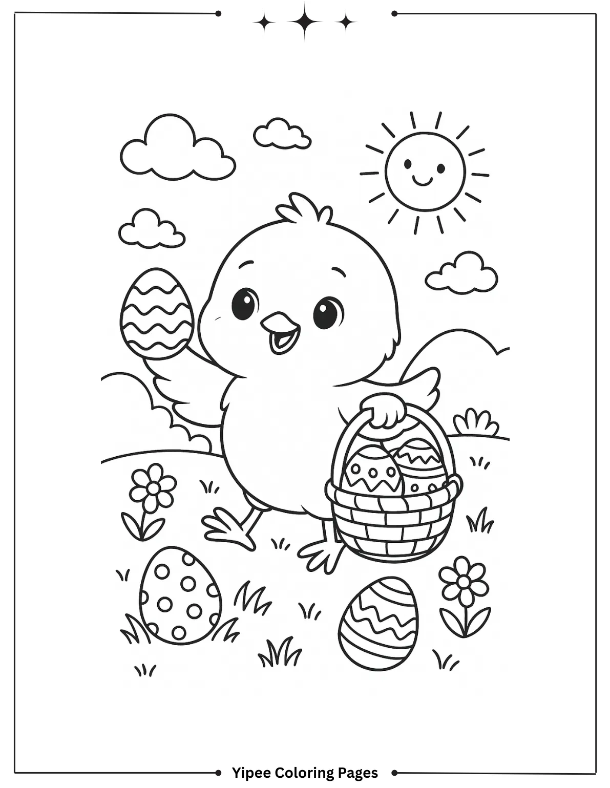 Pretty chick holding easter egg