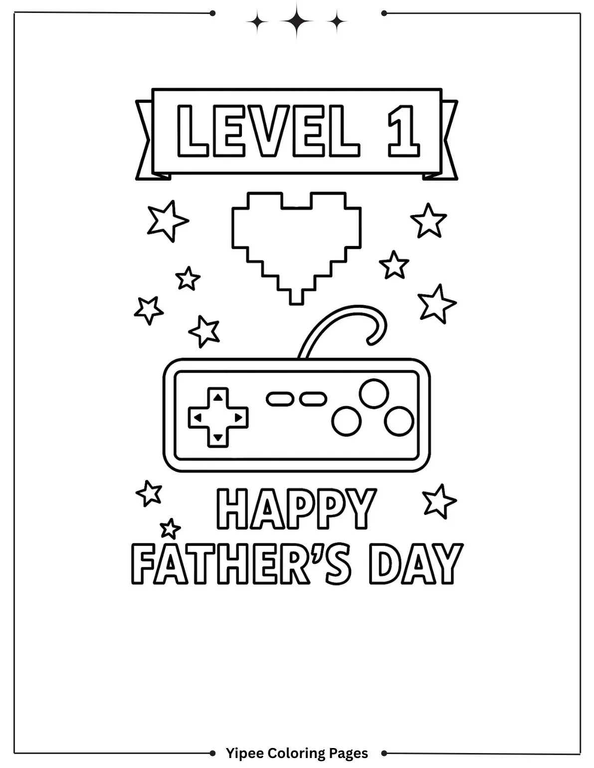 Retro Video Game Themed Father’s Day Coloring Page
