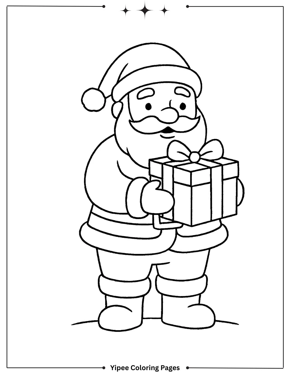 Enchanting Christmas Tree Coloring Pages to Print Santa with gift coloring page