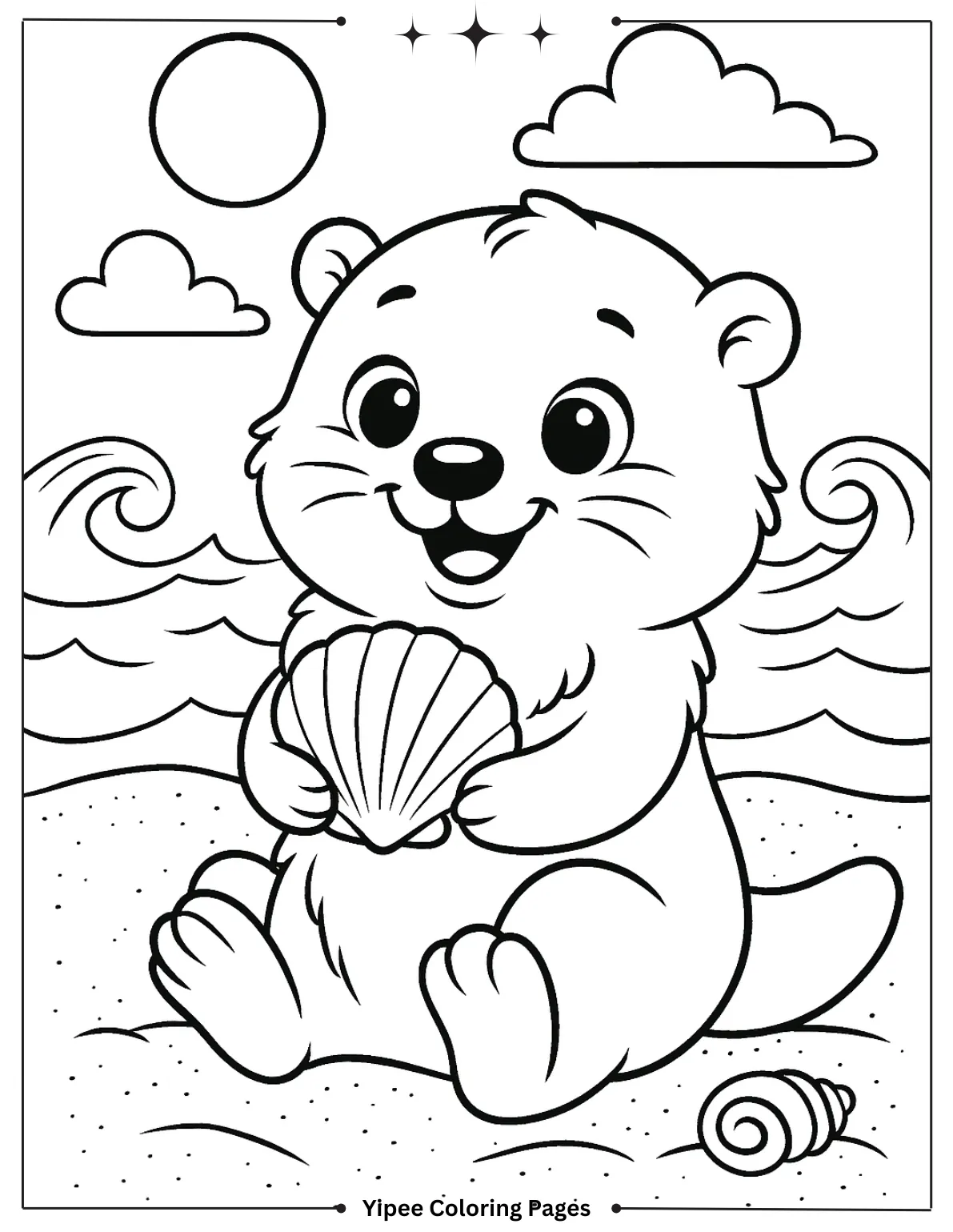 Adorable Baby Otter in the Sea Coloring Sheet