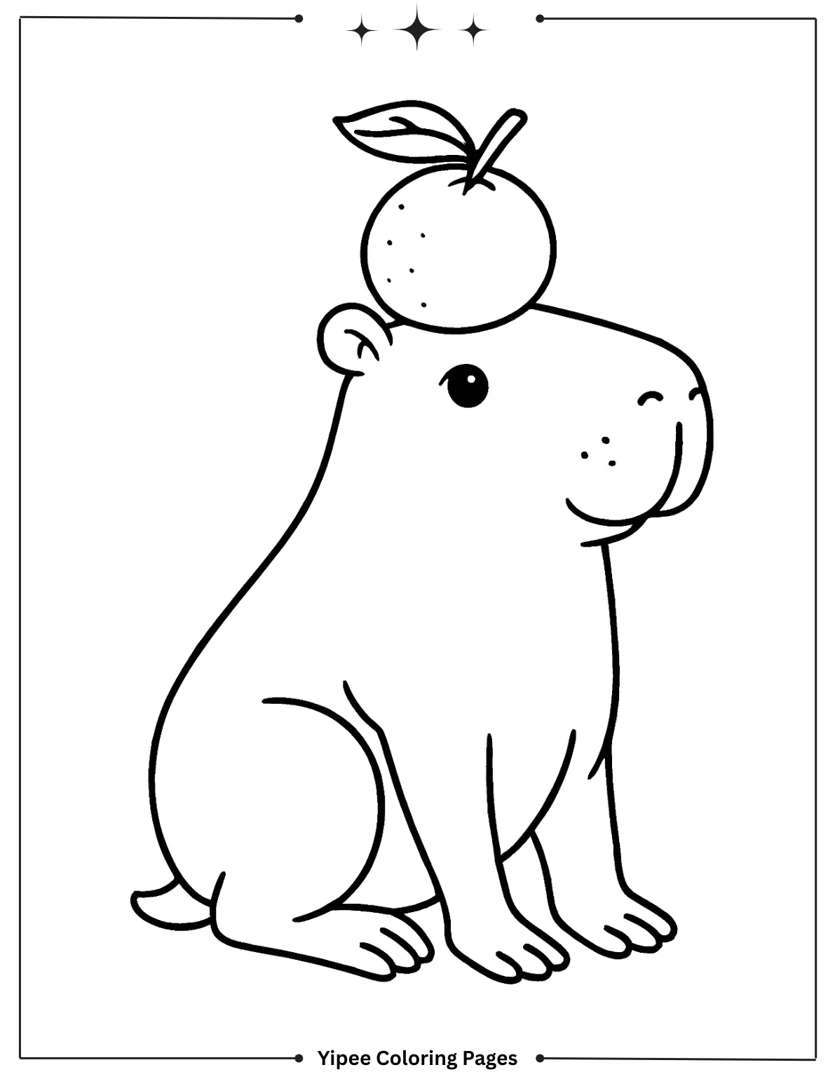 Capybara with Orange on Head Coloring Page