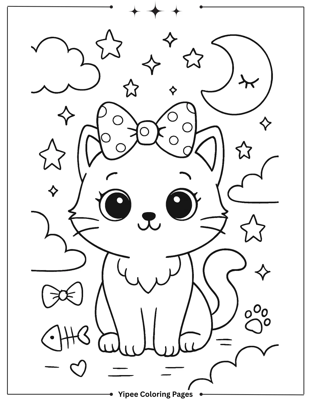 Cat Coloring Pages By Yipee Coloring Pages Cute Cartoon Cat Coloring Page for Kids