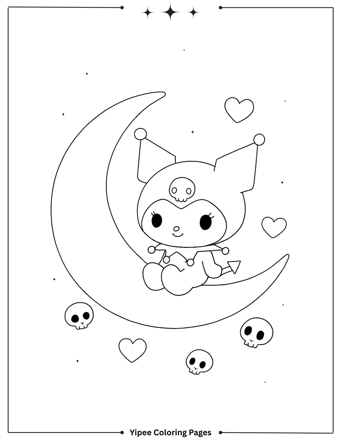 kuromi Coloring pages By Yipee Coloring Pages Cute Kuromi moon