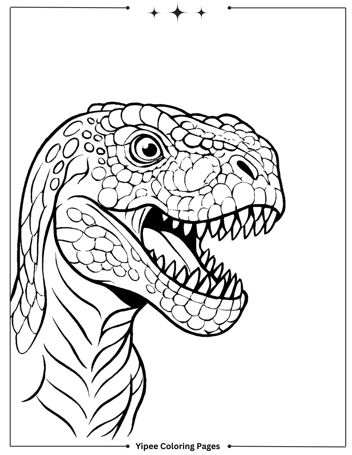 Detailed T-Rex Face Coloring Sheet
