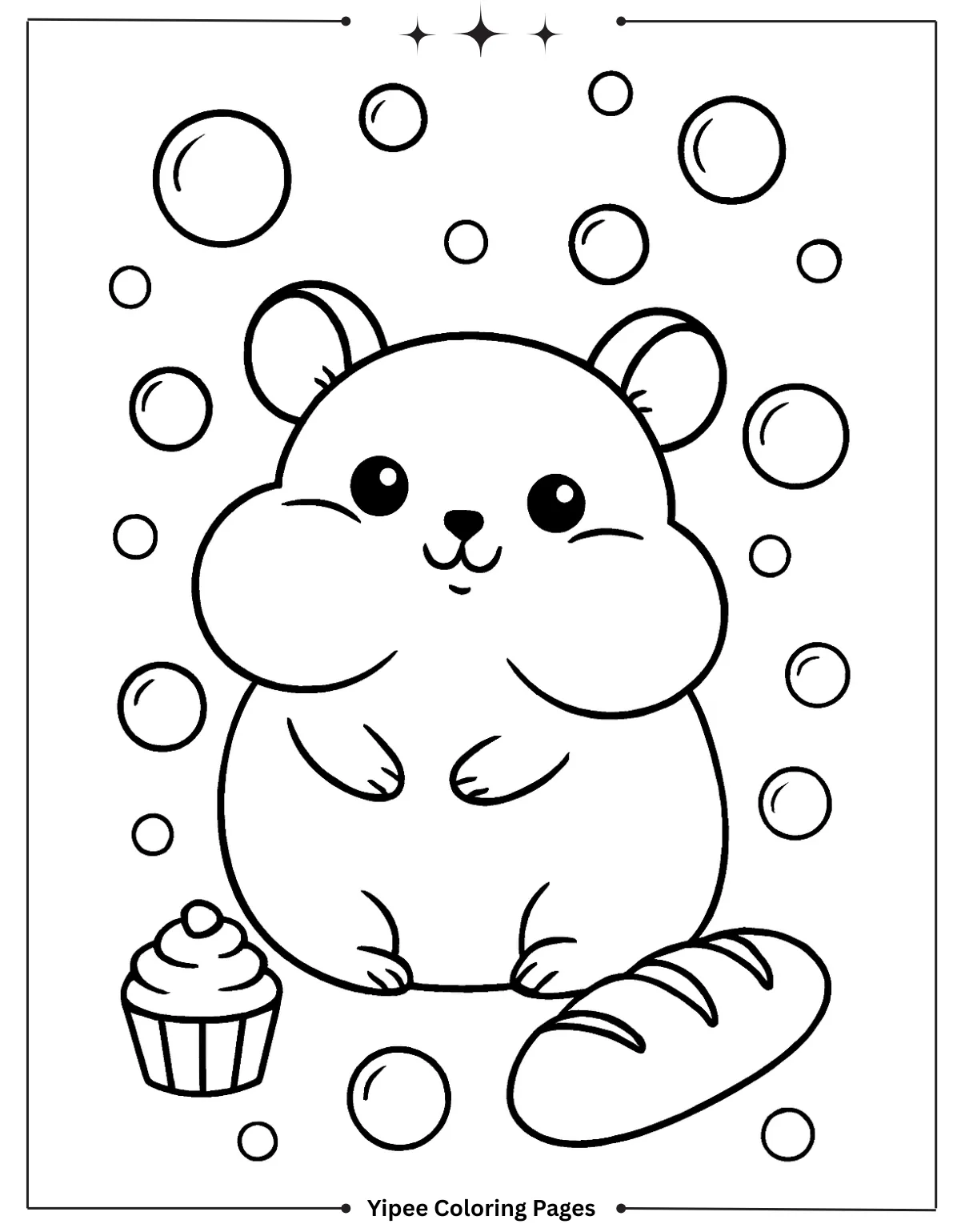 Hamster and Bubbles Coloring Sheet
