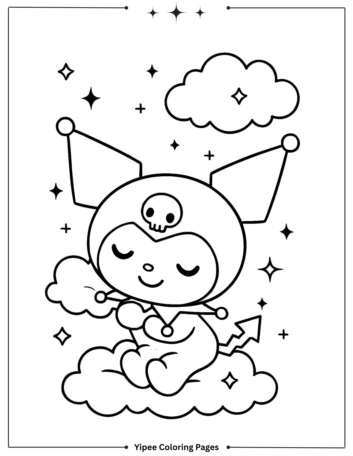kuromi Coloring pages By Yipee Coloring Pages Kuromi clouds and stars