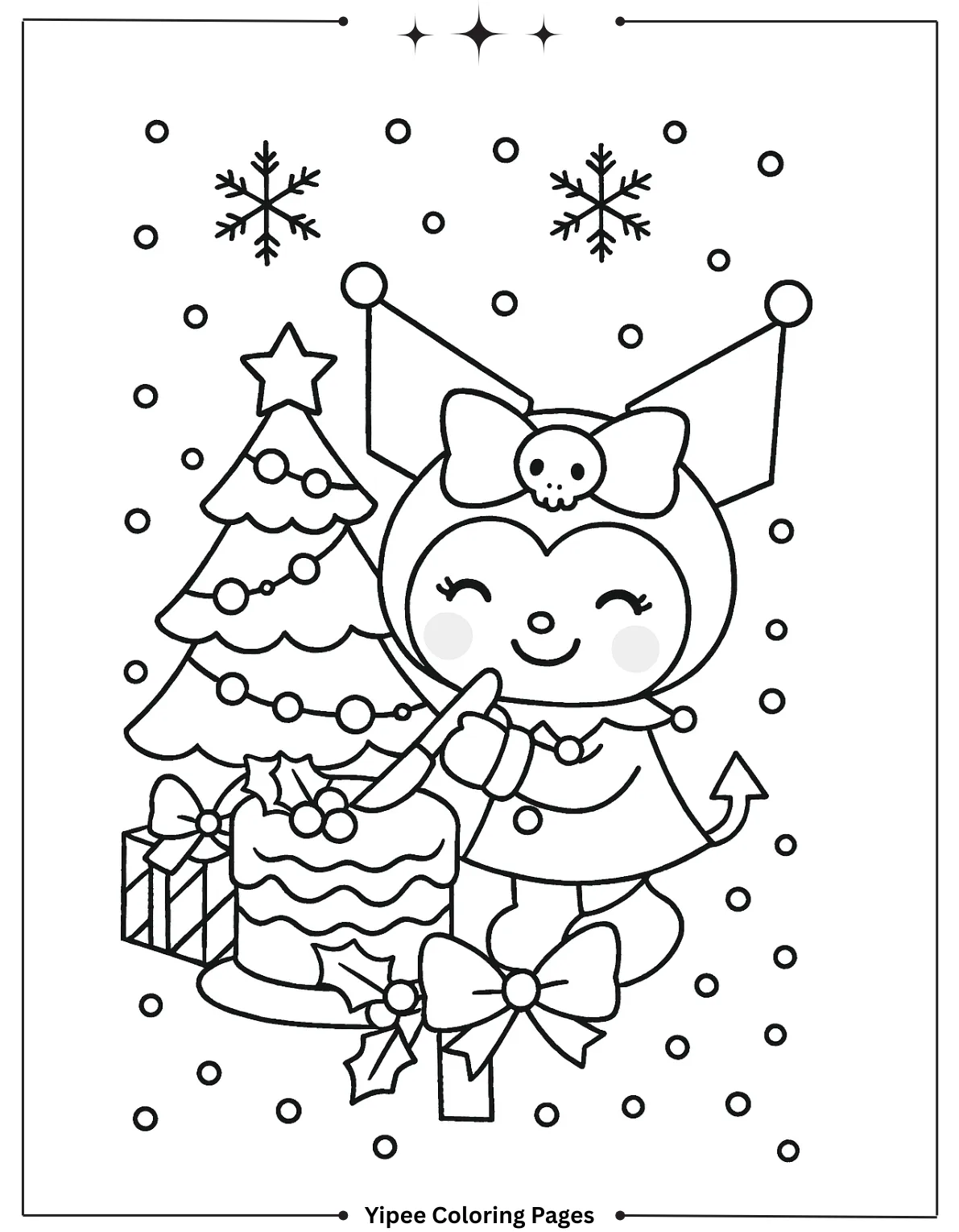 kuromi Coloring pages By Yipee Coloring Pages Kuromi cutting Christmas cake