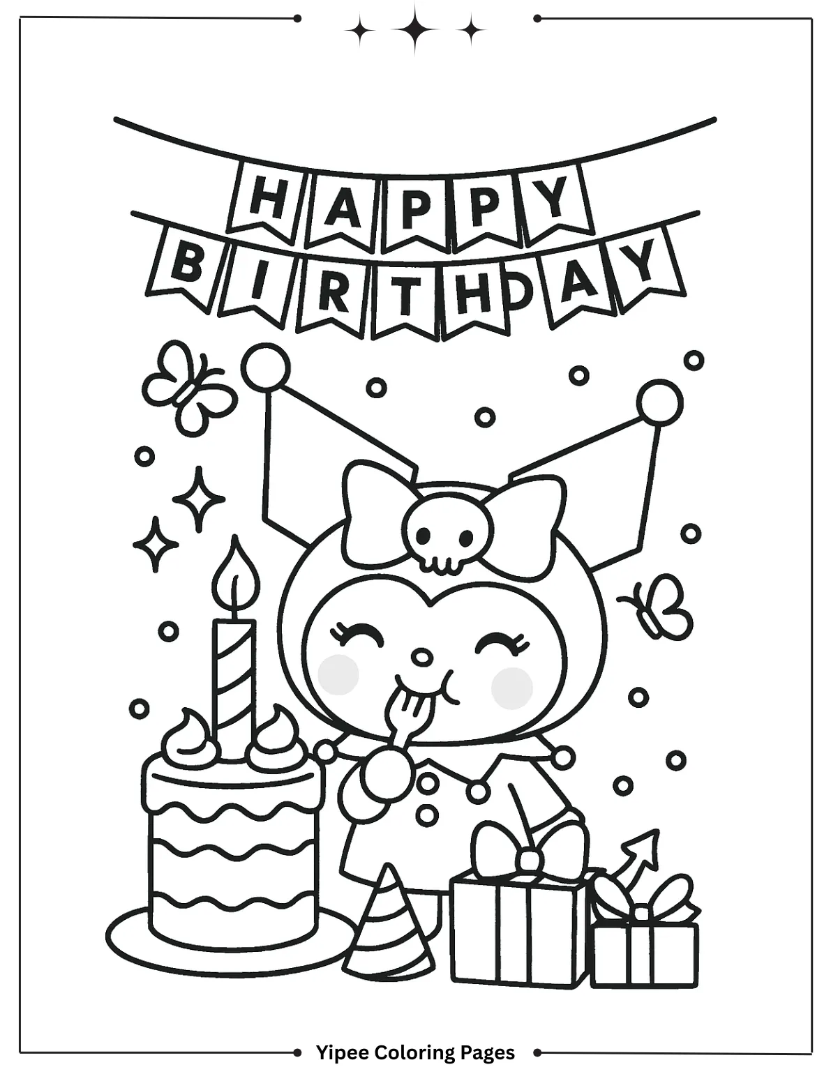kuromi Coloring pages By Yipee Coloring Pages Kuromi eating the cake