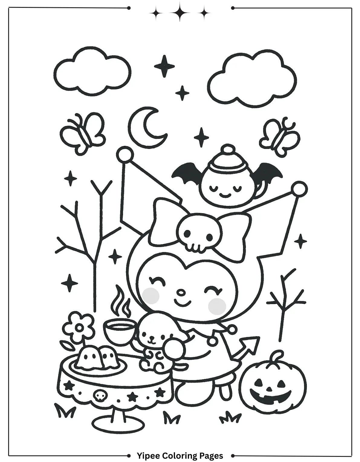 kuromi Coloring pages By Yipee Coloring Pages Kuromi enjoys with friends
