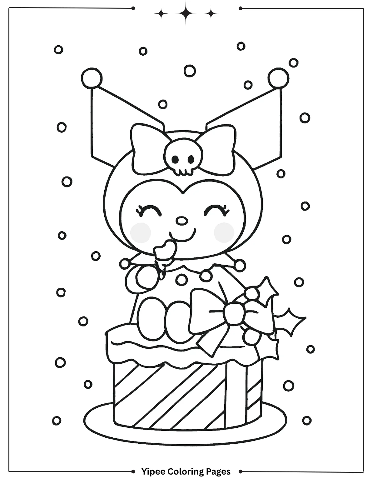 kuromi Coloring pages By Yipee Coloring Pages Kuromi opens Christmas gifts