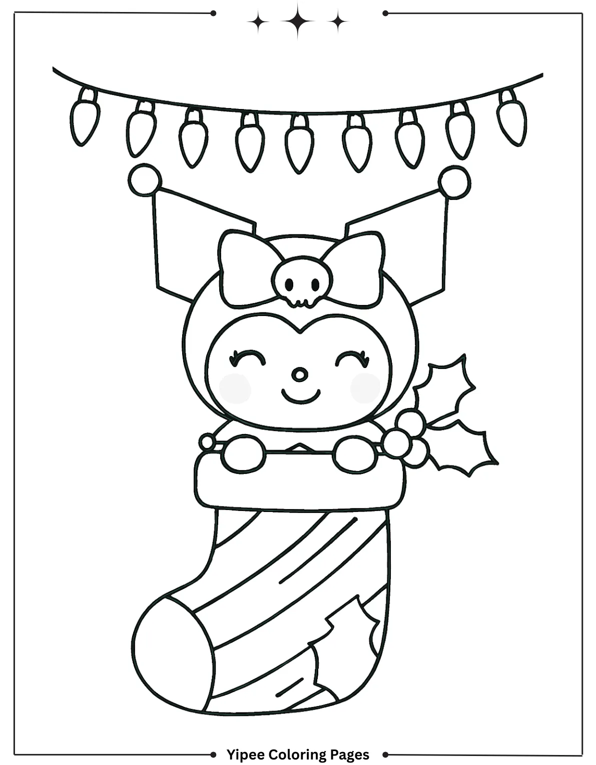 kuromi Coloring pages By Yipee Coloring Pages Kuromi pops from a candy-cane striped