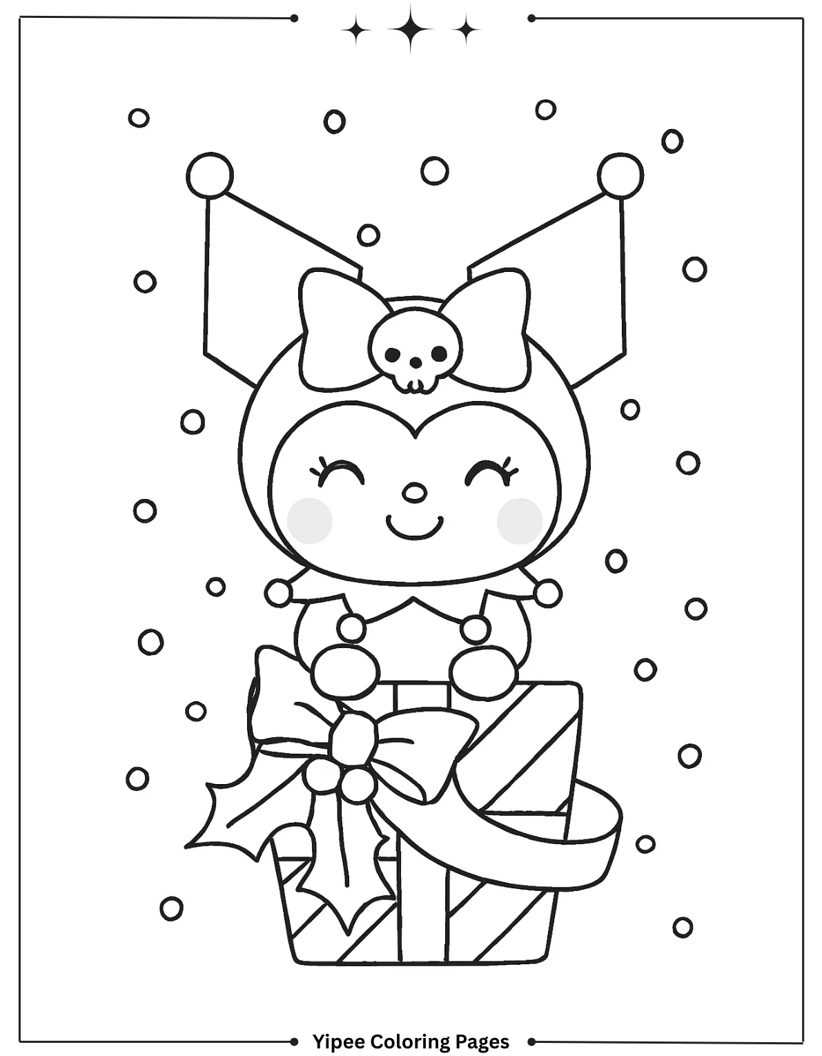 kuromi Coloring pages By Yipee Coloring Pages Kuromi with Gift Box Coloring Page