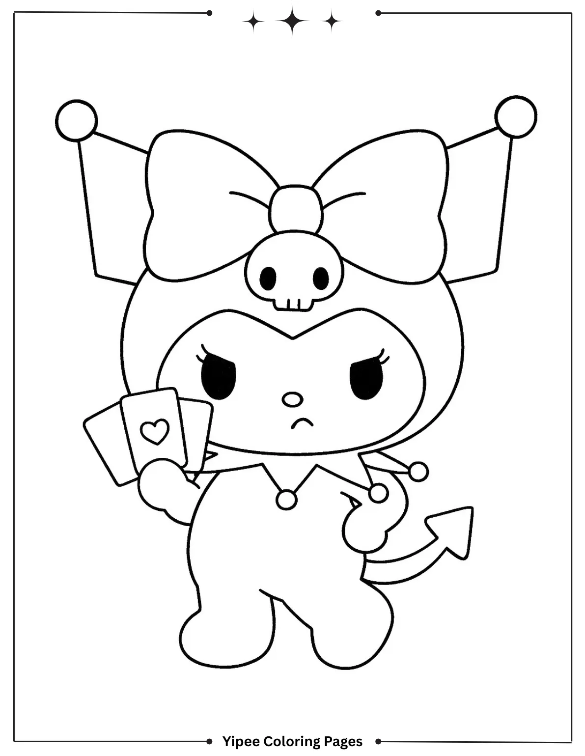 kuromi Coloring pages By Yipee Coloring Pages Kuromi with Playing Cards Coloring Page