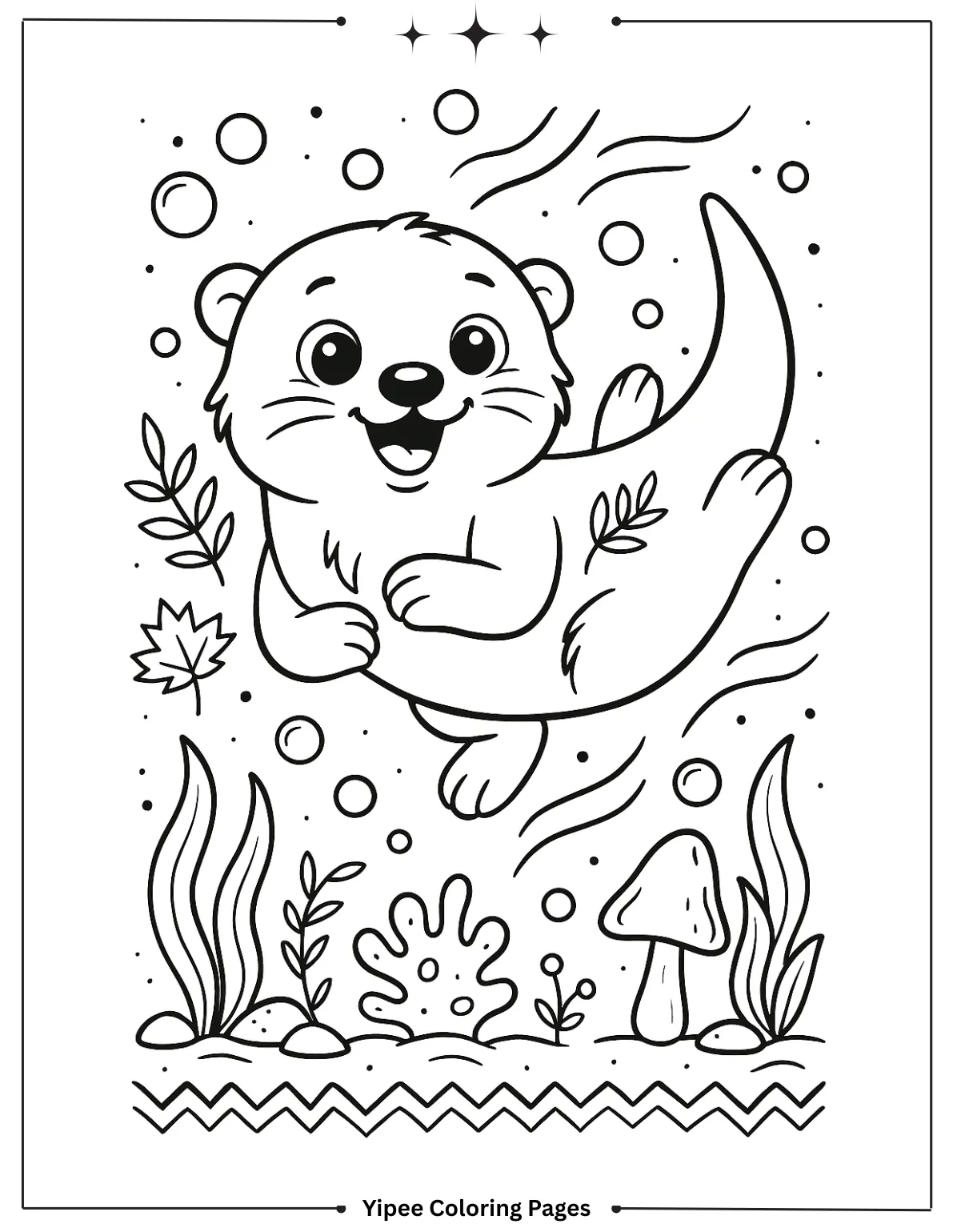 Otter Underwater Coloring Sheet