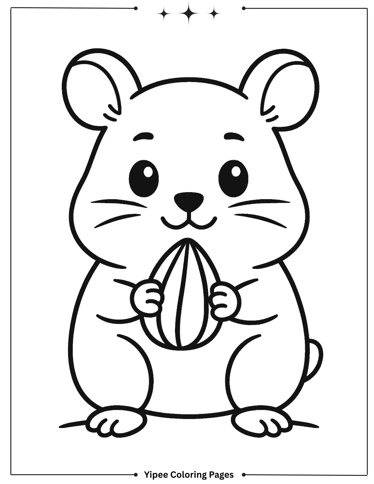 Simple Hamster Holding Seed Coloring Page for Kids