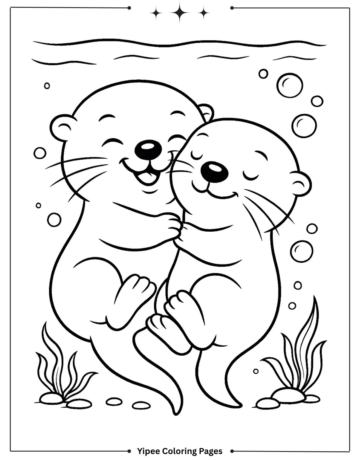 Two Happy otter coloring sheet