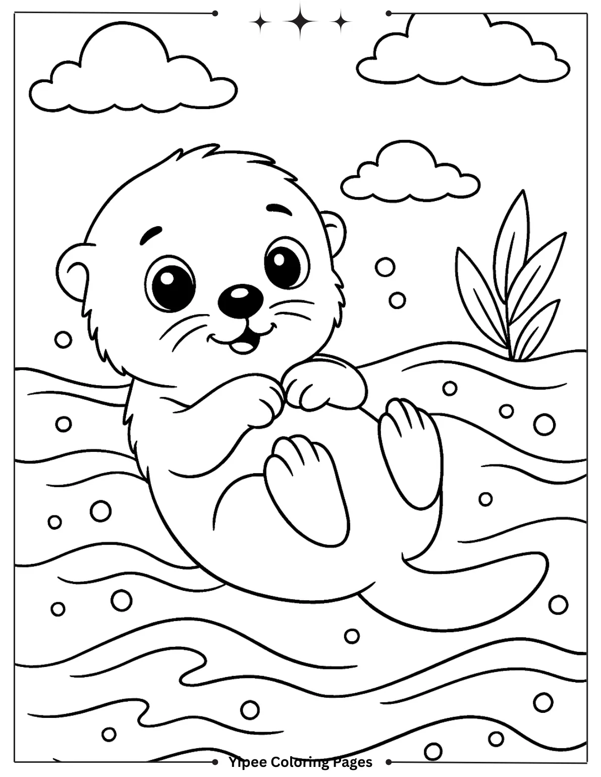 preety otter coloring page