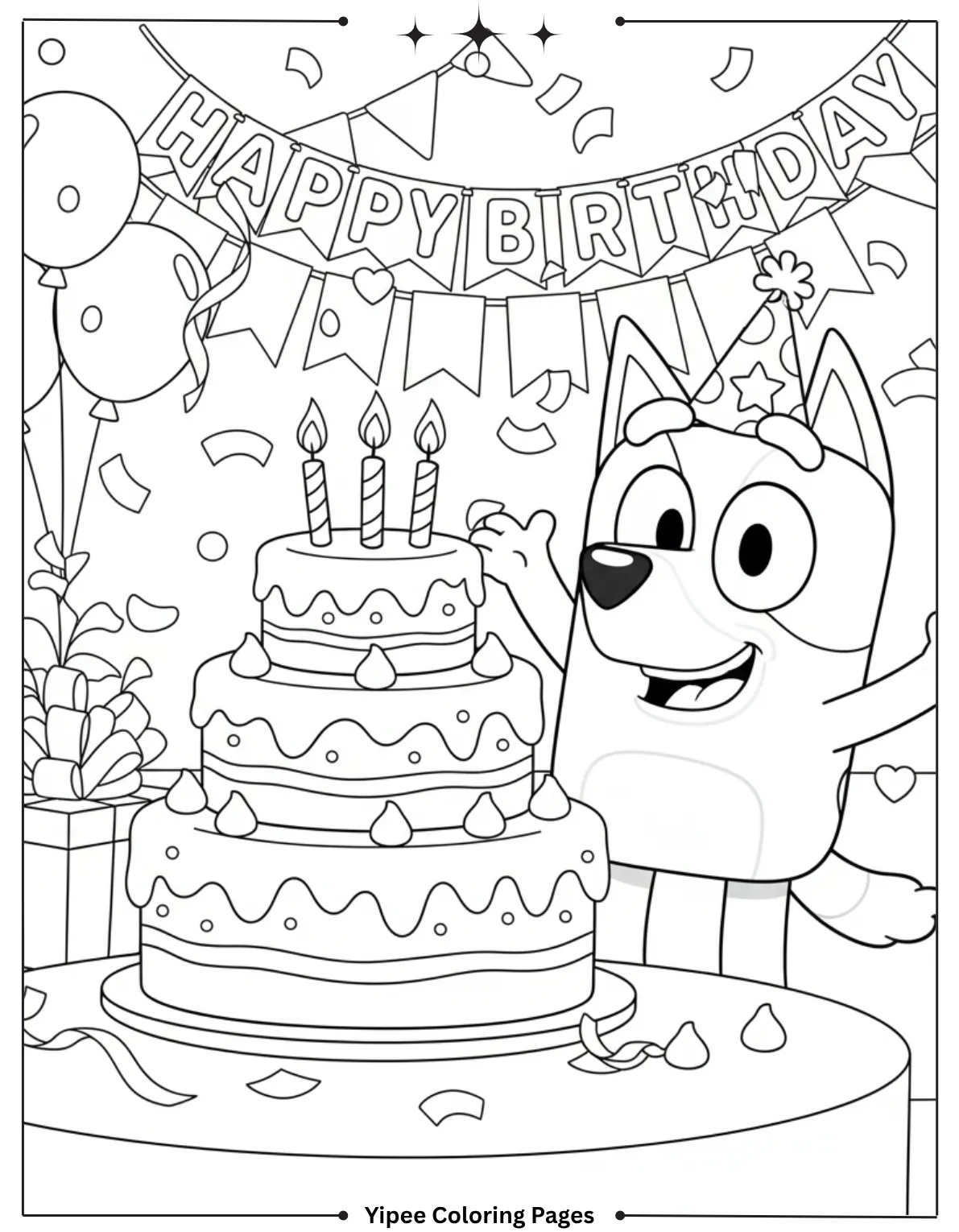 Bluey celebrates with a birthday cake