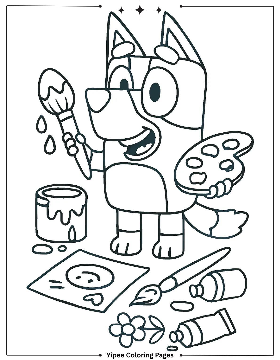 Bluey gets creative with paints and art supplies