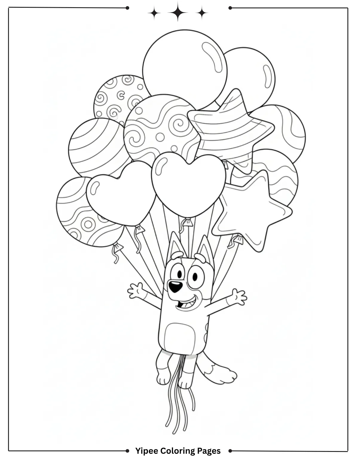 Bluey holds onto balloons