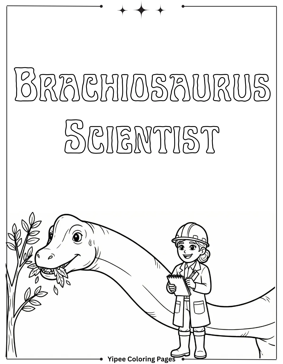 Brachiosaurus Scientist Coloring Page
