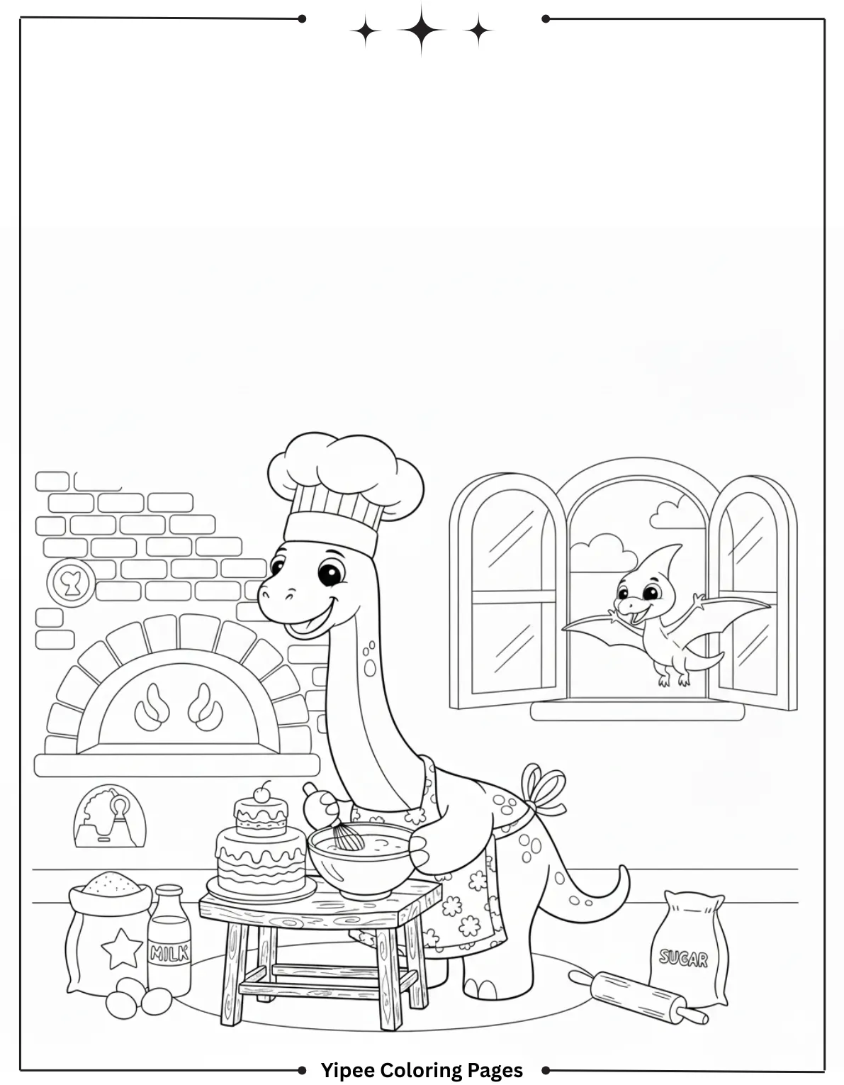 Brachiosaurus and Pterodactyl Coloring Page