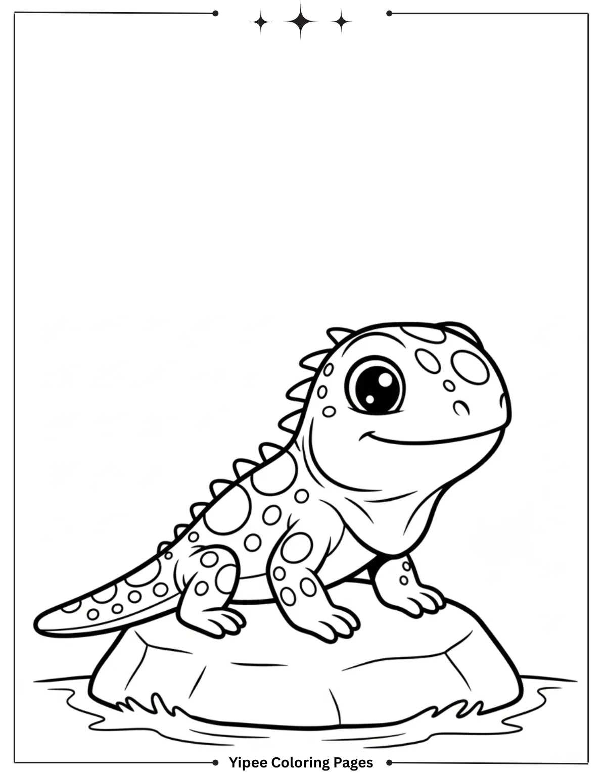 Cartoon Iguana Coloring Page for Kids