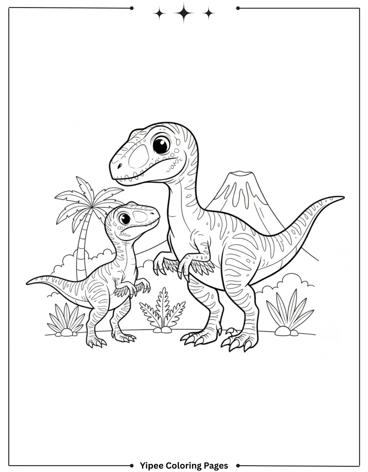 Roar and Color! Velociraptors Coloring Pages for Kids Cute Velociraptor coloring page