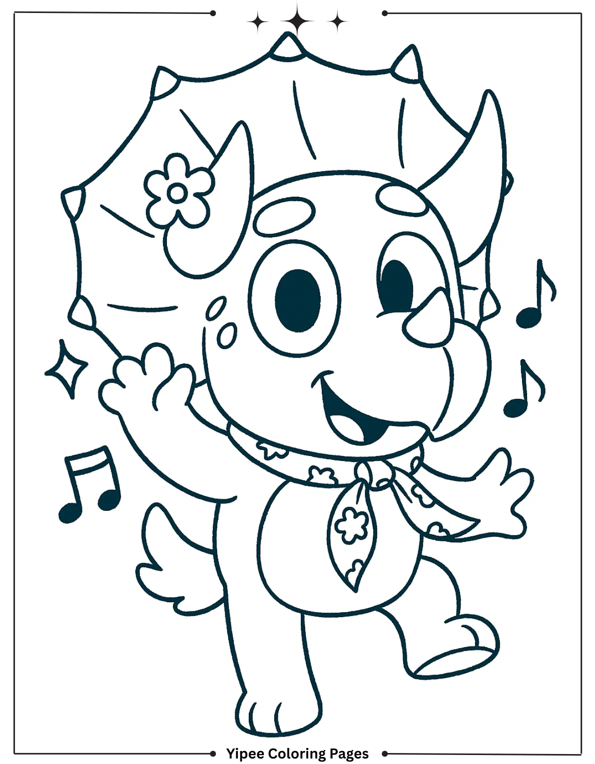 Dancing Triceratops Coloring Page