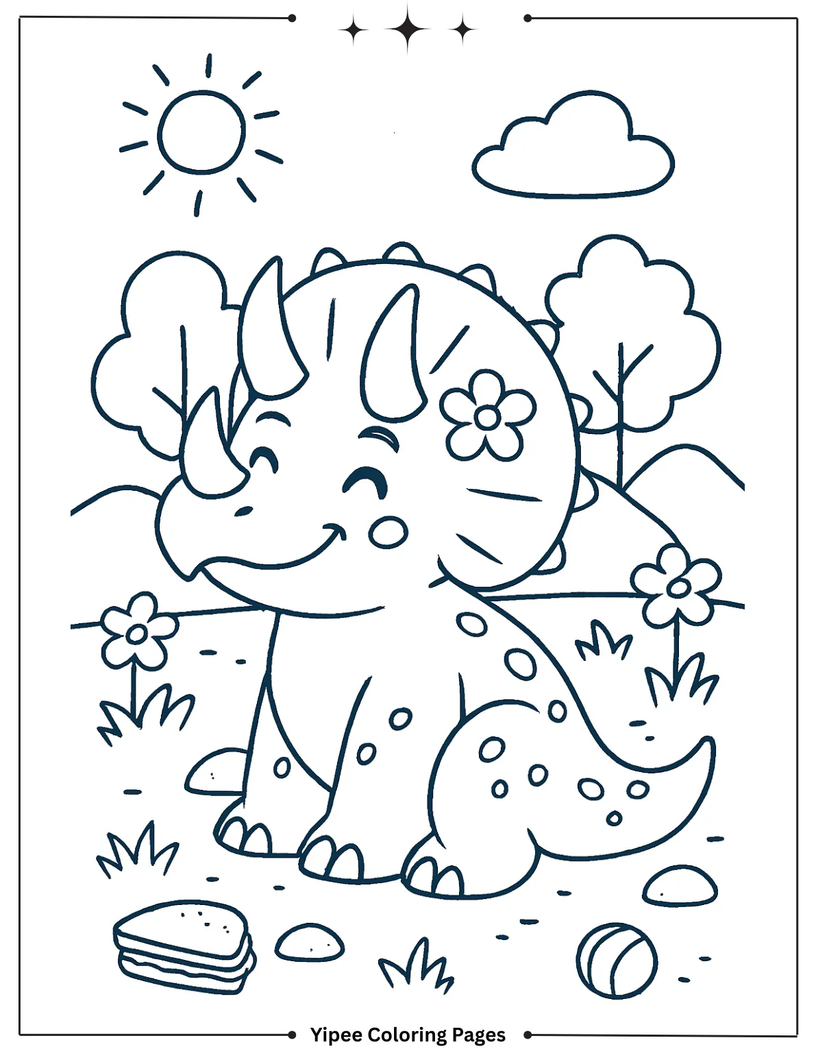 Detailed Triceratops Coloring Page