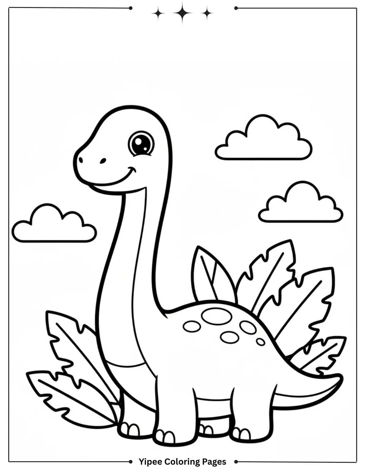Easy to Color Brachiosaurus Coloring Page for Preschoolers