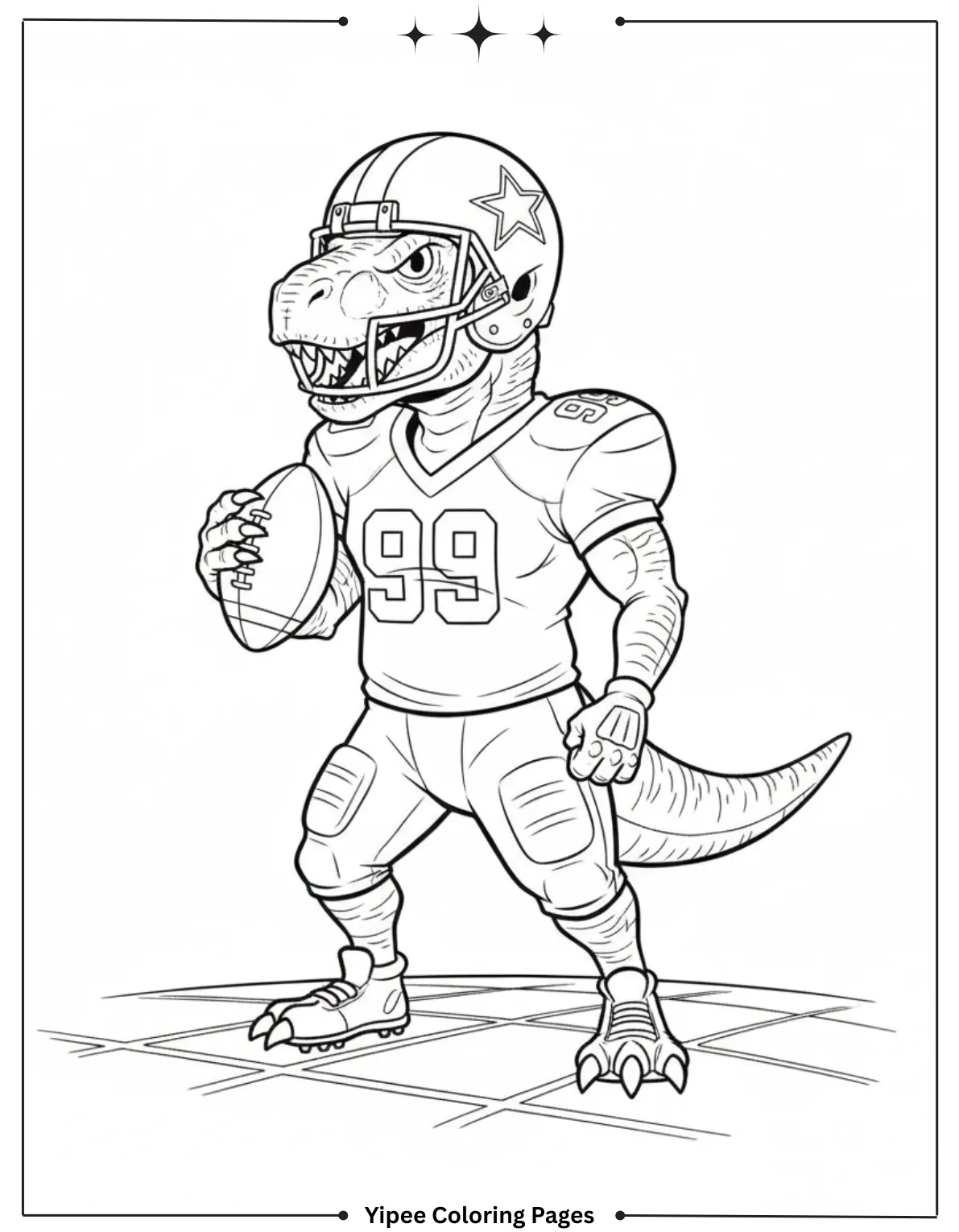 Roar and Color! Velociraptors Coloring Pages for Kids Football Player Velociraptor Coloring Page