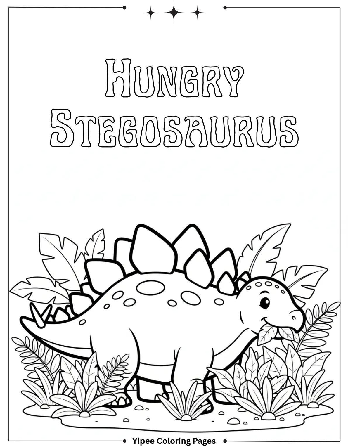 Stegosaurus Coloring Pages - Let’s Color a Dino Star! Hungry Stegosaurus Eats Plants Coloring Page