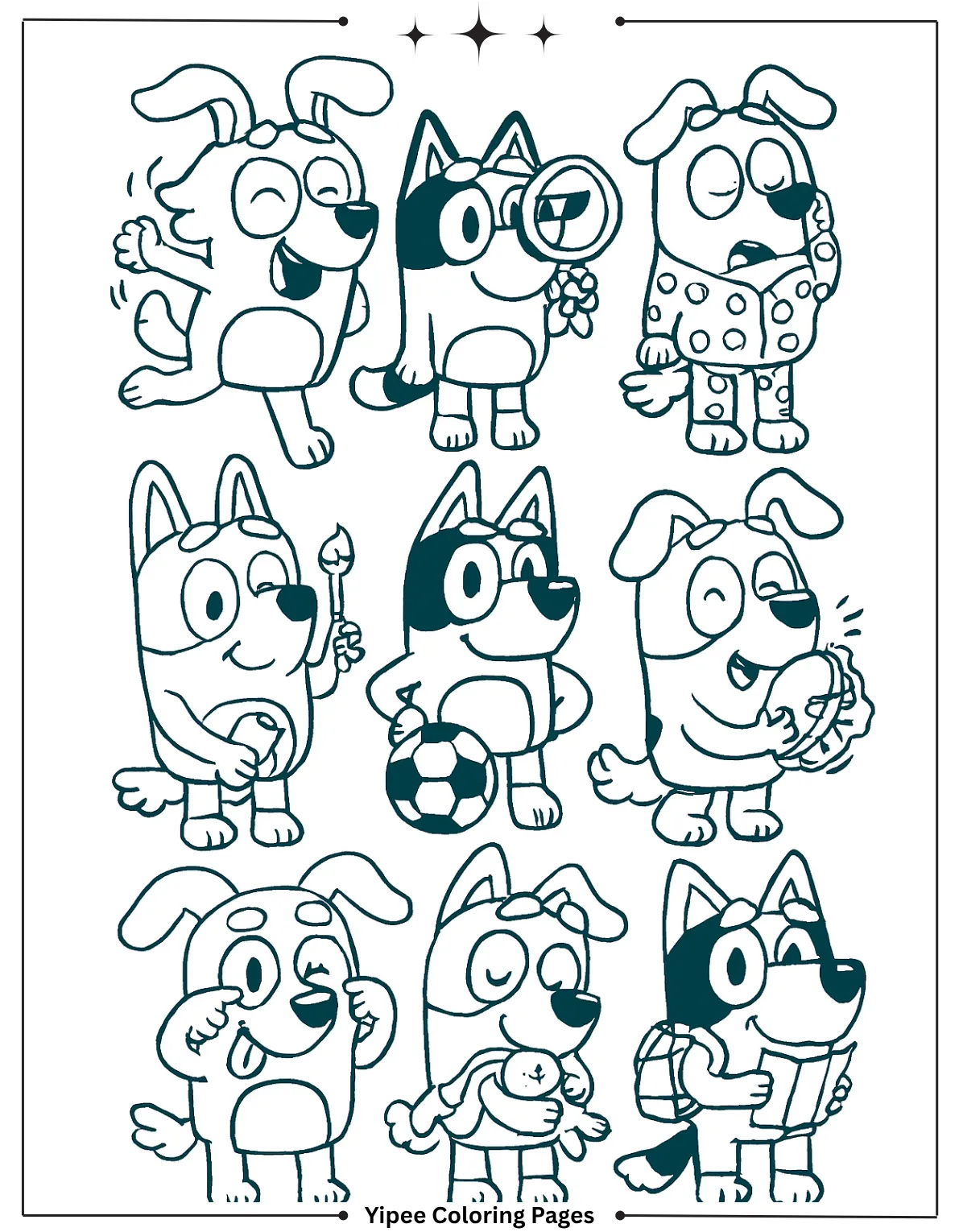 Meet all your favorite Bluey characters in one fun grid