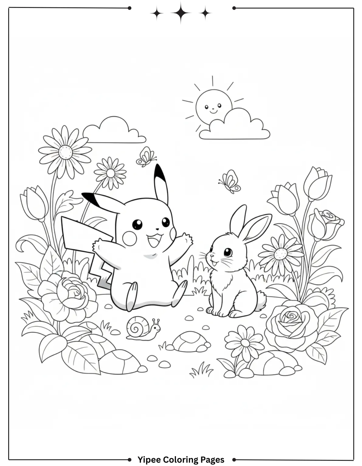 Pikachu Coloring Pages Free For Kids & Adults Pikachu and a bunny