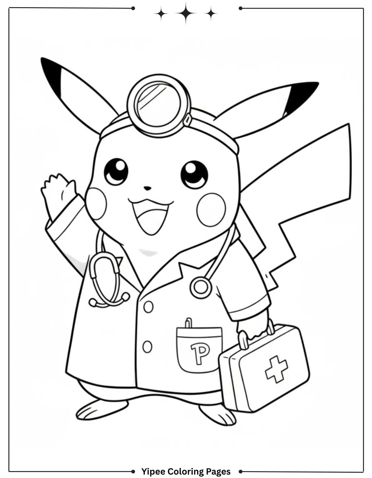 Pikachu Coloring Pages Free For Kids & Adults Pikachu as a doctor