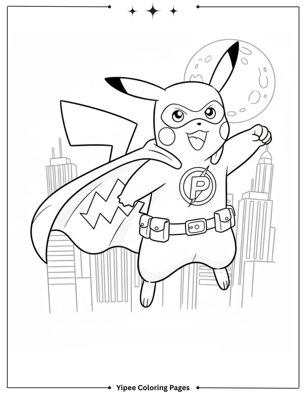 Pikachu Coloring Pages Free For Kids & Adults Pikachu as a superhero