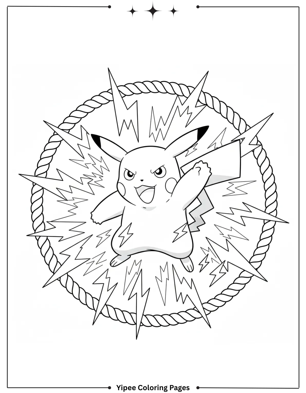 Pikachu Coloring Pages Free For Kids & Adults Pikachu energized coloring page